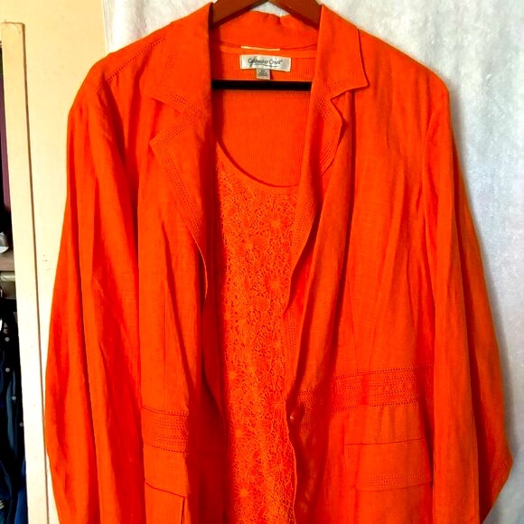 Coldwater Creek Set includes Pumpkin Orange Blazer and matching Lace Top - Picture 1 of 5